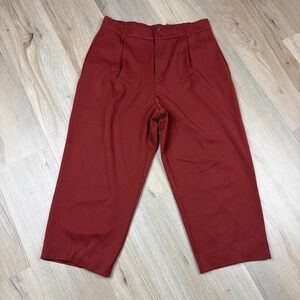 Zara Rust Wide Leg Cropped Capri Trousers w/ Pleats. Size Large